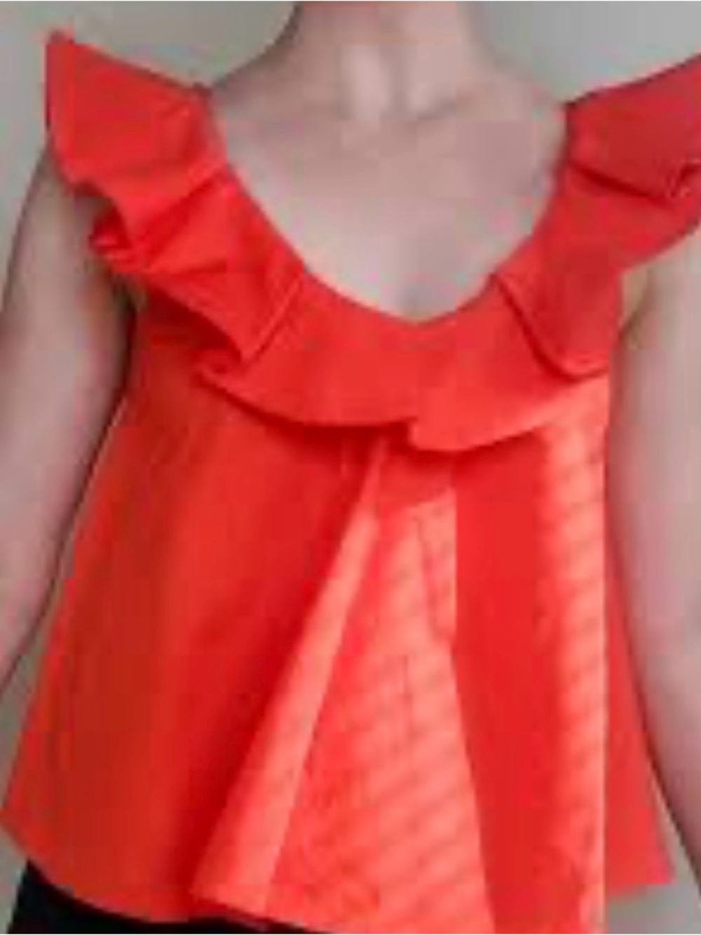 Zara Vibrant Red Ruffle V-Neck Top
